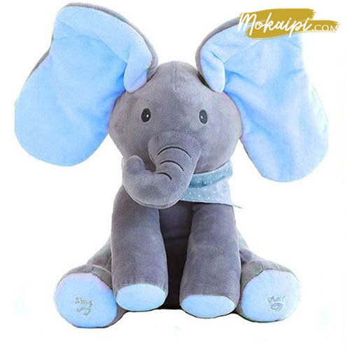 peluche elephant qui bouge les oreilles elephant cache cache peluche elephant pour bebe peluche flappy peluche peek a boo bleu gris2 1