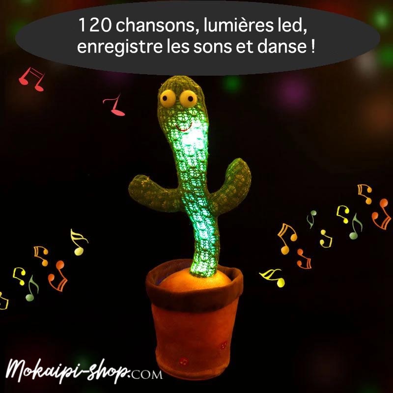 Cactus Dansant et Parlant avec Musique et LED Multicolores Pinxi