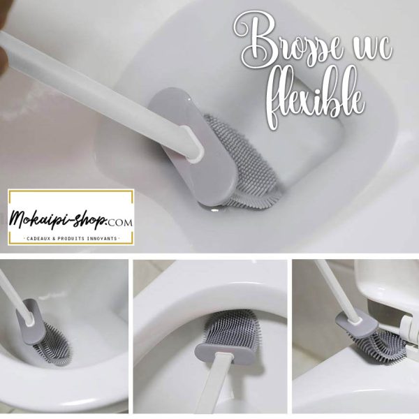 brosse toilettes silicone plate et flexible pour nettoyer les wc
